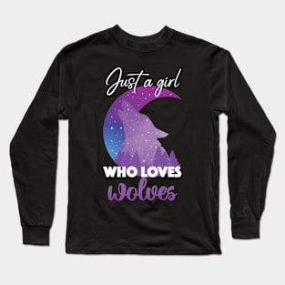 Just a Girl Who Loves Wolves Cute Wolf Lover Long Sleeve T-Shirt